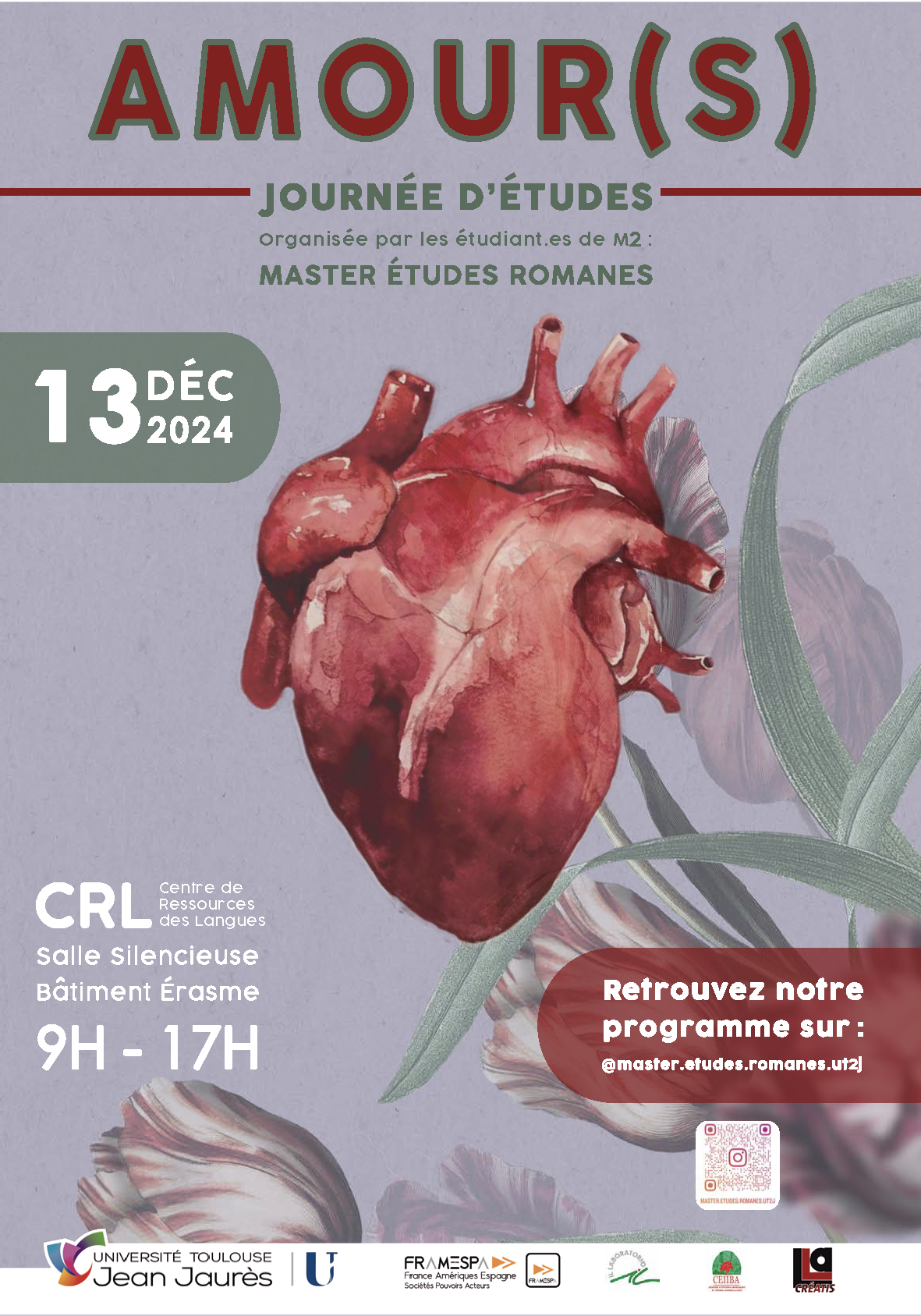 Affiche JE M2 Master Etudes Romanes 13.12.24