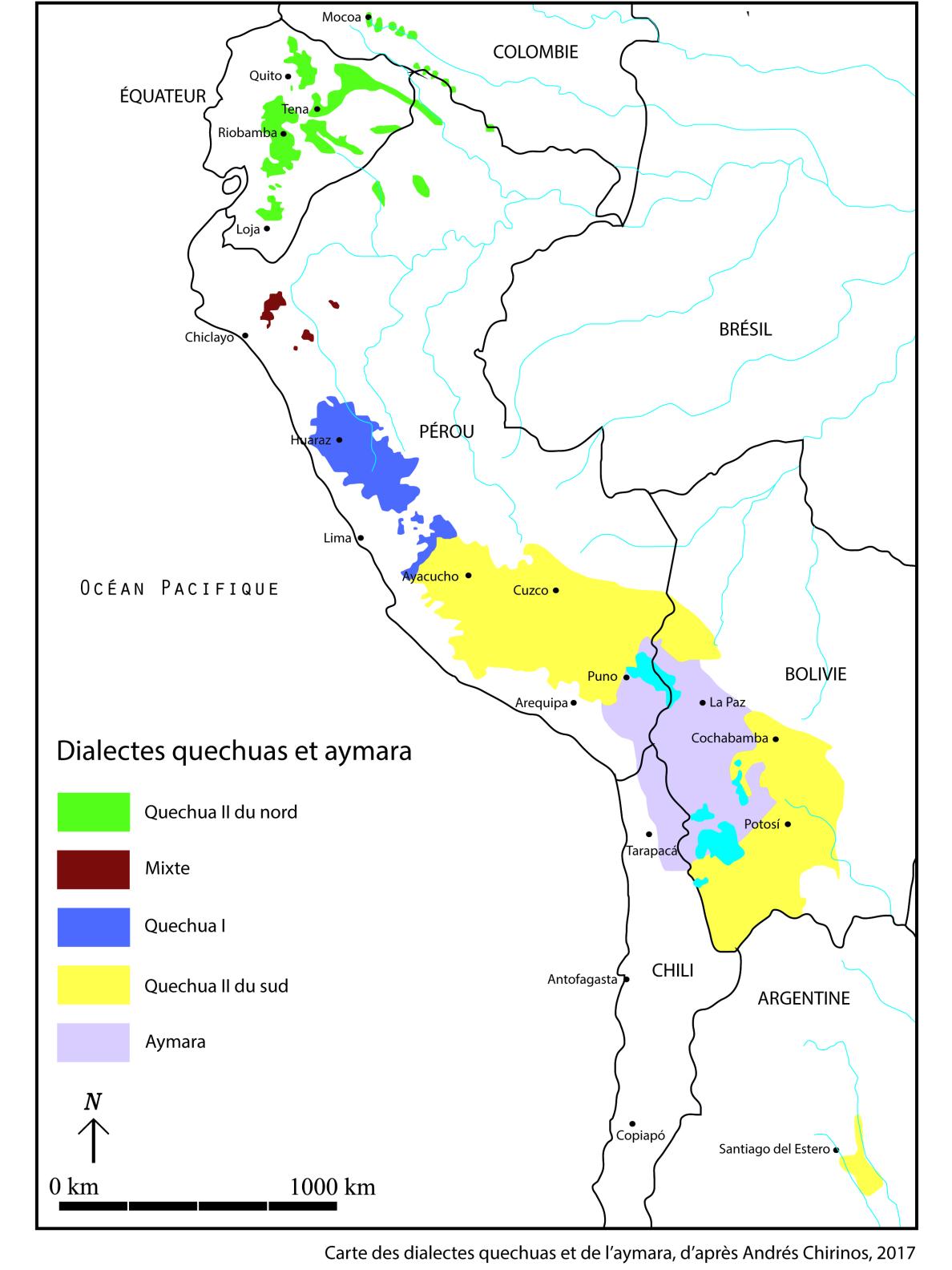 CARTE répartition dialectale dans les Andes (Chirinos 2017).